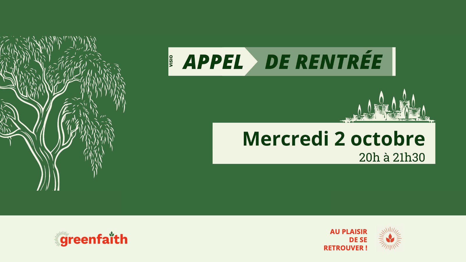 Invitation à l'appel de rentrée de GreenFaith France